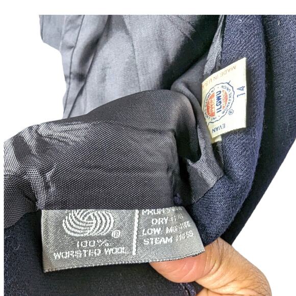 Evan Picone Plus Size 14 Navy Blue Womens Wool Blazer Suit Jacket Saks 5th Ave - Picture 3 of 6